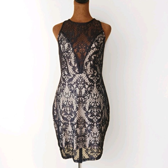 NWT Windsor Dress Black Lace Bodycon Strappy Back Size L Cocktail Party Formal - Picture 1 of 7